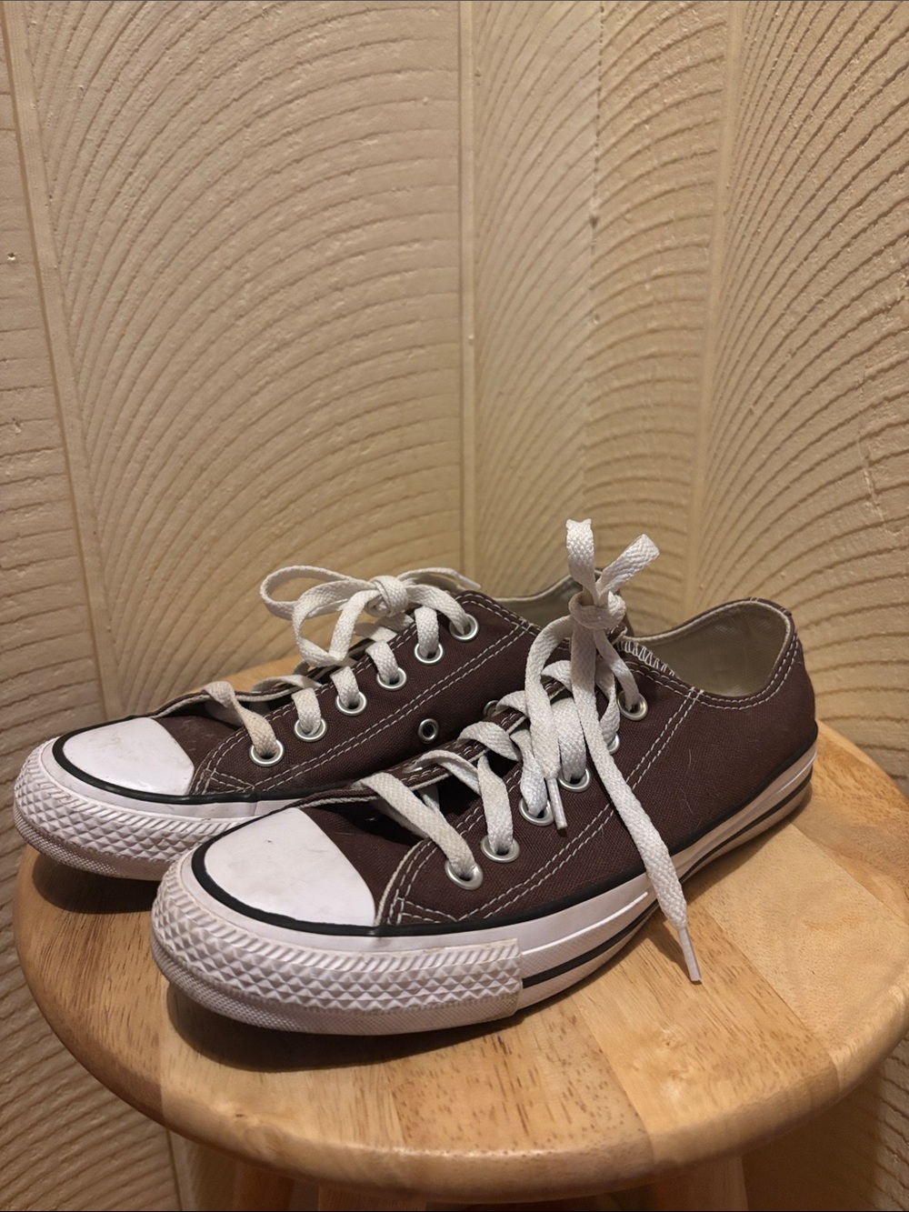 Converse Brown Canvas Low-Top Sneakers with White Accents